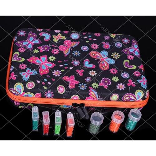 70 Bottles Diamond Painting Tools Container Storage Bag Carry Case Daimond Painting butterfly Bag Zipper Accessories Double Laye