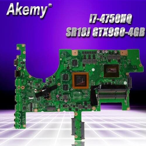 Akemy ROG G751JY Laptop motherboard For Asus G751JY G751JT G751J G751Tested original mainboard I7-4750HQ SR18J GTX980-4GB