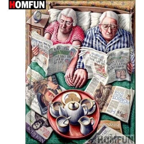 HOMFUN Full Square/Round Drill 5D DIY Diamond Painting "Old man magazine" Embroidery Cross Stitch 5D Home Decor Gift A14573