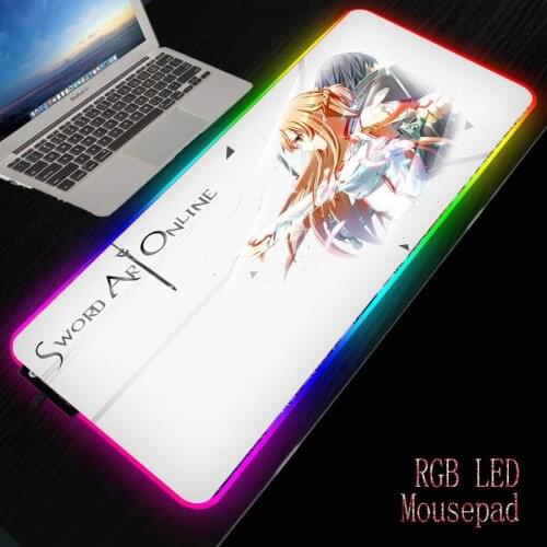 Sword Art Online Anime RGB Large Gaming Mouse Pad Computer Mouse Mat XXL Mousepad Desk Mat Backlight Carpet for Keyboard Mause