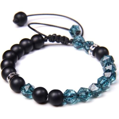 Couples Distance Bracelet Natural Healing Quartz Crystal Bracelet Handmade Matte Onyx Beaded Braided Bracelet Jewelry Women Men