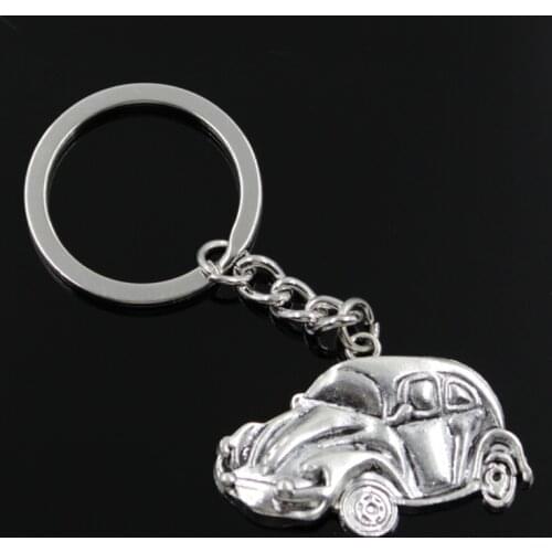 New Fashion Men 30mm Keychain DIY Metal Holder Chain Vintage Car 39x26mm Silver Color Pendant Gift