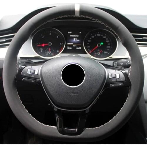 Seat Leon 2013 Post Alcantara Steering Wheel Cover Gray Ringed