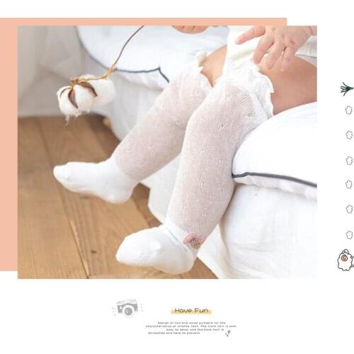 Infant Baby Knee High Socks Soft Breathable Mesh Ruffled Stockings with Bowknot High Quality Cotton Blend Knee High Stockings
