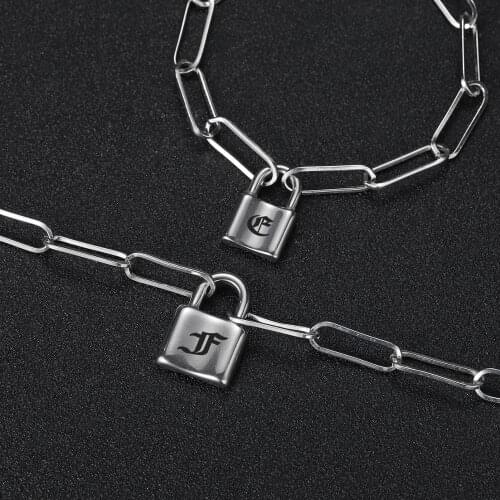 Hip Hop Necklace Lock Women/Men Punk Rock Padlock Pendant Necklace Emo Grunge Goth Jewelry/Simple Chain Link Lock Custom Collier