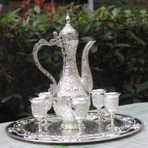 IMUWEN Silver Plated Metal Wine Set/Milk/Water/Tea Set/Coffee Set