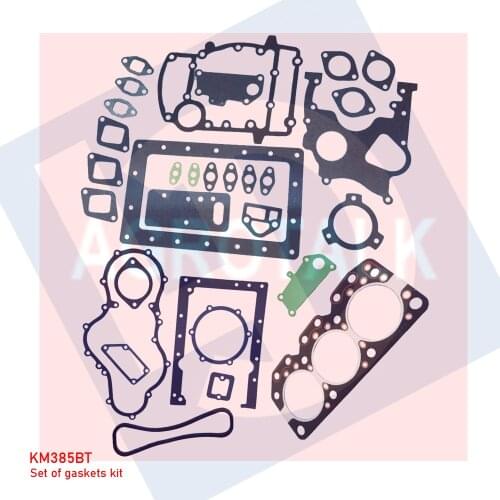 Gaskets kit including head gasket,oil sump gasket and valve cover rubber seal of Laidong KM385BT