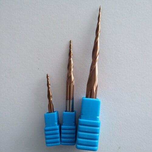 HRC55 Tapered Ball Nose End Mill Tungsten Carbide Coated Tapered Cone CNC Cutting Milling Cutter Engraving Router Bits