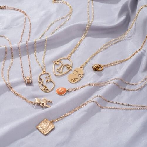 ZWC New Popular Creative Necklaces Korean Womens Long Gold Chain Round 2021 Delicate Necklace Pendant Necklace Jewelry For Gift