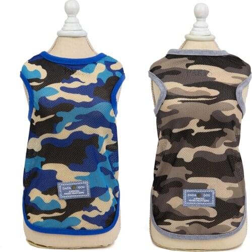 Summer Camouflage Mesh Vest Dog Shirt Cotton Casual Pet Vest Comfortable Dog Costume Puppy T-Shirt Breathable Dog Clothes