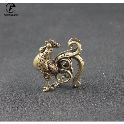 Vintage Copper Big Cock Flowers Bronze Ornaments Solid Pure Brass Animal Chicken Figurines Study Desktop Decorations Home Decor