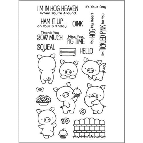 Birthday Pig DIY Silicone Clear Stamp Cling Seal Scrapbook Embossing Album Decor