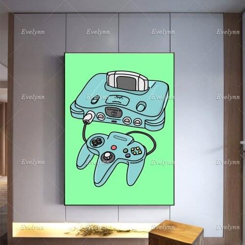 Nintendo 64 Print Wall Art 90s Nostalgia Art Work Graphic 1990s Retro Vintage N64 Gaming Modern Home Decor Canvas Gift