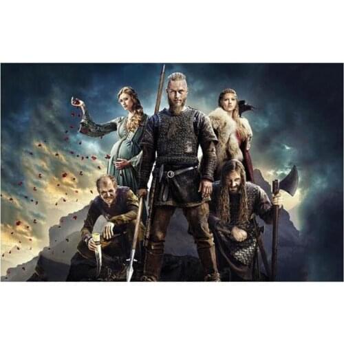 New Arrivals 5D DIY Full Round Diamond Painting Vikings TV Poster 3D Embroidery Cross Stitch Rhinestone Mosaic Home Decor Y1379