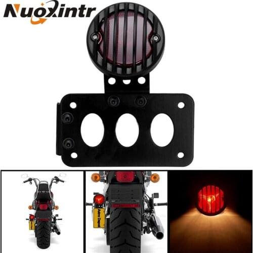 Nuoxintr Aluminum Motorcycle Bracket Taillight Side Mount Tail Brake Light Integrated License Plate For Harley Ducati KTM
