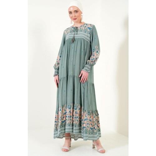 Floral Print Dress Dubai Turkey Morocco Islamic Arabic Muslim Robe African Clothing For Women Abaya Fashion Ramadan 2021