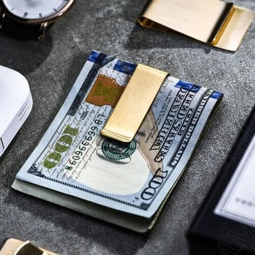 Simplicity Brass Money Clip Retro Banknote Portable Card Holder Creativity Cash Organizer Folder Small Change Fashion Purses