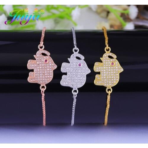 Dropshipping Animal Jewelry Supplies Micro Pave Zircon Elephant Charm Bracelet For Women Kids DIY Craft Fashion Jewelry Bracelet