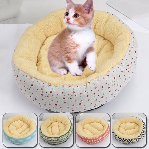Fluffy Pet Cat Beds Warm Short Plush Inner Dogs Mats Cozy Kitten Lounger Cushion Puppy Kennel Kitty Nest Pets Sleeping Supplies