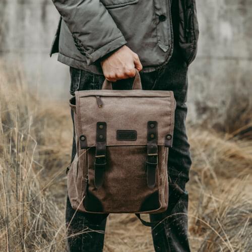 Fashion Men Business Backpack Canvas Laptop Bag 15.6 Inch Computer Male Backbags College Students Weekend Travel Backpack