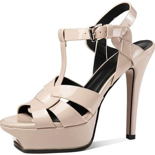 ZJVI Woman 2021 Thin High Heels Sandals Ankle Buckle Strap Shoes For Women Summer Cow Genuine Leather Sandal Ladies Black Girls