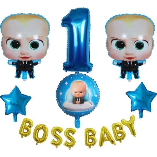 1set Boss Baby Balloon 30inch Number Foil Balloons Baby Shower 1 2 3 4 5 6st Birthday Party Decoration Cartoon Helium Globos