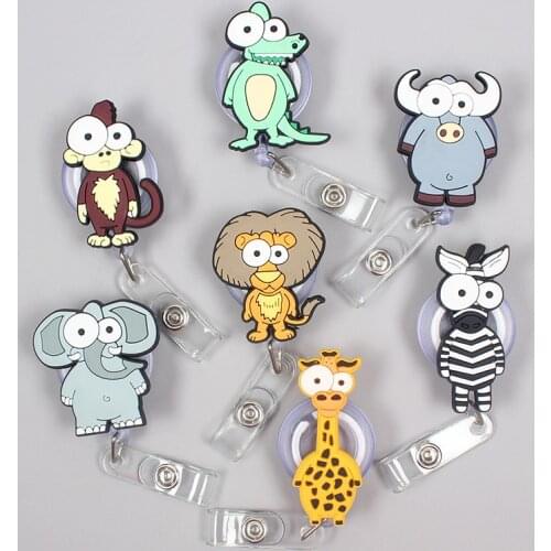 Creative Forest Animal Monkey Lion Retractable Plastic Badge Holder Reel Exhibition ID Enfermera Name Hospital Office Chest Card