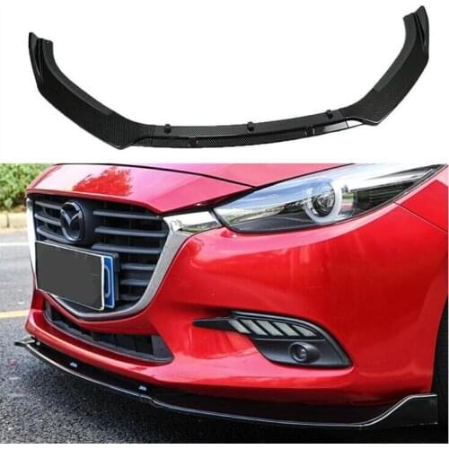 High Quality ABS CARBON FIBER FRONT BUMPER SPOILER LIP SPLITTERS WIND KNFE COVER For MAZDA 3 M3 Axela Sedan 2014-2019
