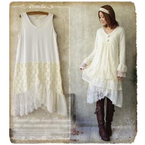 Crochet embroidery patchwork chiffon linen hippie vintage rockabilly lolita boho mujer lace all-match spring summer tank dress