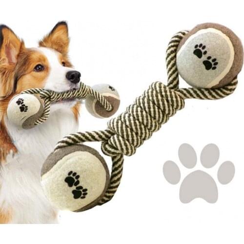 Bite-Resistant Pet Dog Dumbbell Cotton Rope Toys Ball Teeth Bite-Resistant Chew Play Gadgets Durable Educational Dog toy