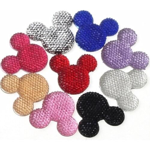10pcs Mickey Resin Flatback Cabochon Scrapbooking Diy Phone Embellishments Craft kawaii Resin Decoration Accessories 30x33mm