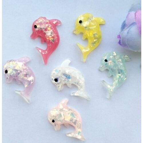 20pcs Mixed Resin Cute cartoon Dolphin flat back Cabochon Miniature pattern applique ornament craft DIY scrapbook
