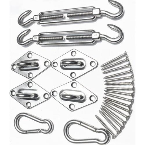24Pcs 304 Stainless Steel Hook And Eye Turnbuckle Wire Rope Rigging Hardware For Sun Shade Sail fixiation accessories