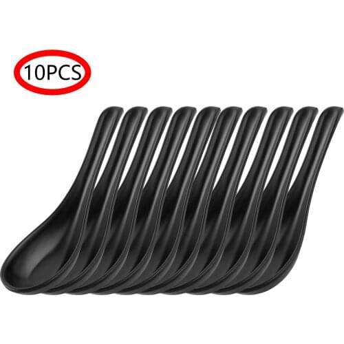 5/10 Long Handle Soup Spoons Chinese Asian Rice Spoon Set Nonstick Melamine Ramen Noodle Spoons Serving Pho Scoops Kit Tableware