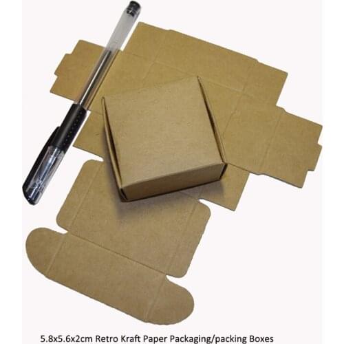 50pcs LxWxh: 5.8x5.6x2cm Retro Kraft Paper Packaging/packing Boxes Jewelry Wedding Candy Party Favor Gift Box Free Shipping