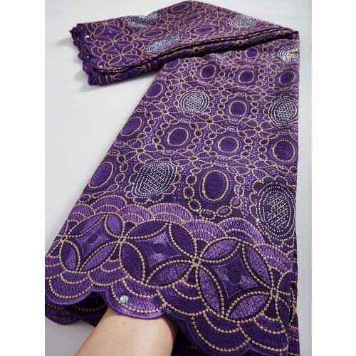 African Lace Fabric High Quality 2021 Cotton Lace Purple Swiss Voile Lace In Switzerland Nigeria Wedding Dress Lace Fabric