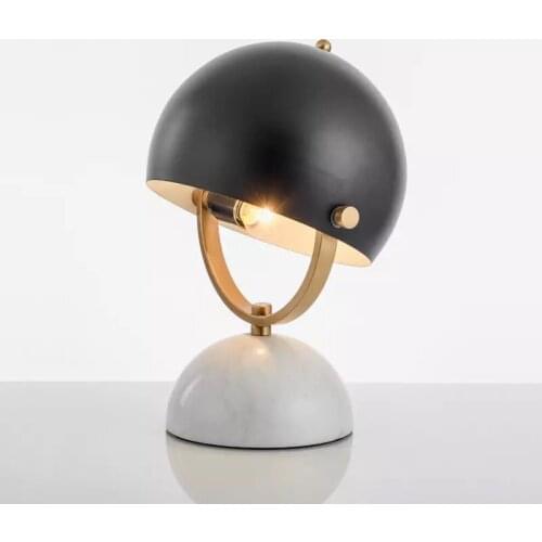 American Marble Table Light Creative Iron Helmet Lampshade Desk Lamp Living Bedroom Study Room Reading Room Decor E27 Table Lamp