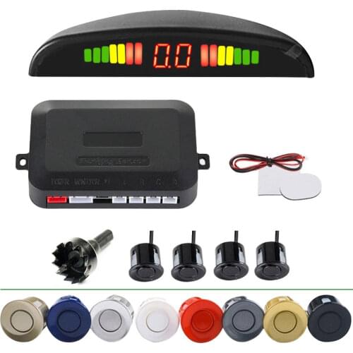 Car LED Parking Sensor Kit 4 Sensors 22mm Reverse Radar Sound Alert Indicator System 12V 6 Colors