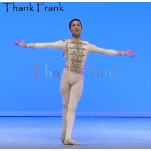 New Male Prince Ballet Costume Custom Made Mens Bakita Single Top Boys Long Sleeve Professional Velvet Dance Costumes C727
