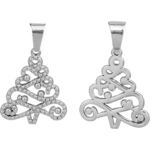 DoreenBeads 304 Stainless Steel Pendants Christmas Tree Silver Color Jewelry Findings 42mm(1 5/8") x 16-27mm(1 1/8"), 1 Piece