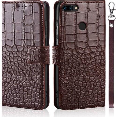 Flip Phone Case For Huawei Honor 9i Cover Honor 9N Original Crocodile Texture Leather Book Design Luxury Coque Wallet Capa Strap
