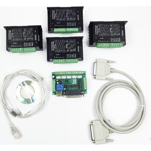 Free shipping CNC Router 4 Axis Kit,TB6600 3 Axis 4.0A Driver Stepper Motor Controller kit for mach3 + 5 axis breakout board