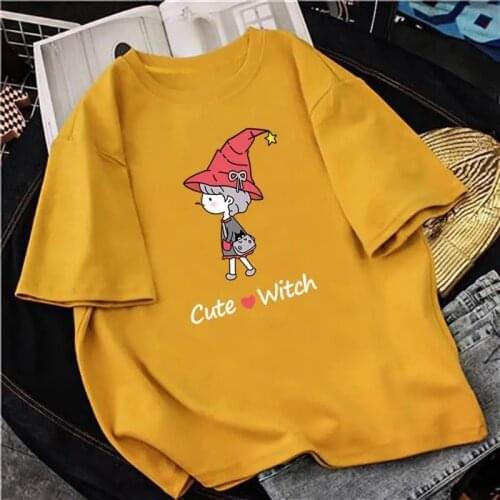 100% Cotton Summer Oversized T-shirt Harajuku y2k Cute Magic Girl Anime Loose Ulzzang Short Sleeved T-Shirt Women Clothing Tops