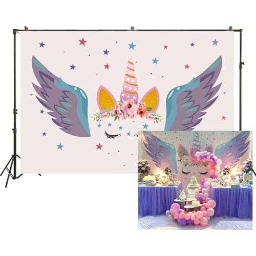 HUAYI Photography Backdrop Birthday Baby Shower Decor Child Photo Background Unicorn Party Studio Photo Booth Backdrop W-2263