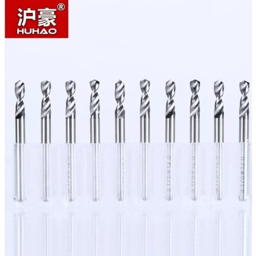 HUHAO 10pc SHK 3.175mm Import PCB drill bit Carbide Mini CNC Drilling Bit Set Print Circuit Board woodworking tools 2.15-3.175mm