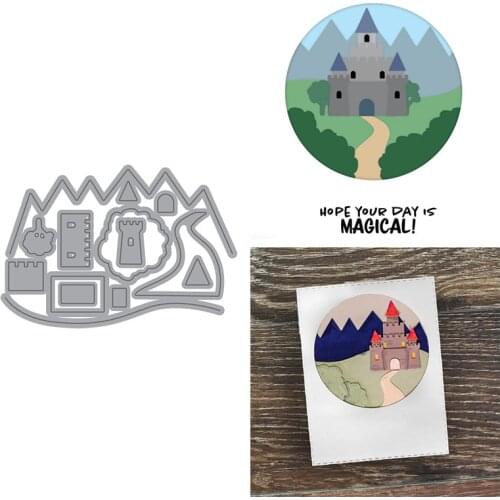 Graceful Castle Scenery Tree Combined Metal Cutting Dies for Scrapbooking Album Paper Diy Cards Popular Crafts High Quality Dies