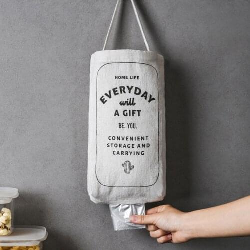 Creative kitchen cloth gray garbage bag storage bag wall-mounted convenient to organize cylindrical storage bag