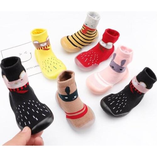 Baby Toddler Floor Animal Smile Face Anti-Dropping Heel Kids Shoes Thick Towel Terry 5Sizes 6Colors KeDing