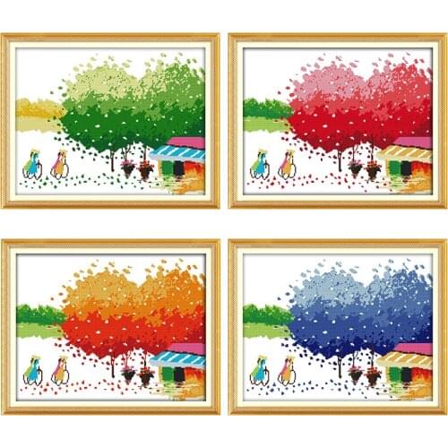Spring Summer Autumn Winter Four Color Tree Counted Cross Stitch Kit DIY Embroidery Needlework Kit 14CT 11CT Cross Stitch Kit