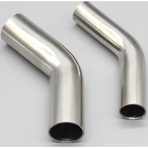 Stainless steel 304 thickness 1.5mm 2mm sanitary 45degree elbow 50mm longer at both end exhaust bend